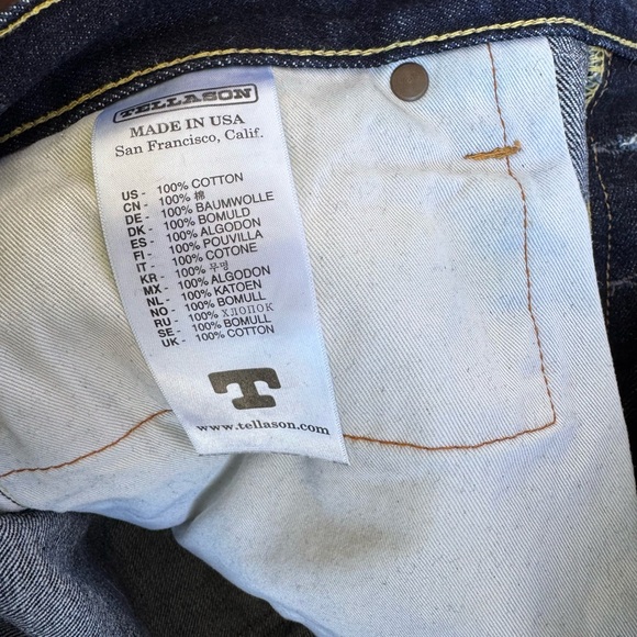Tellason Ankara Straight Leg White Oak Selvedge Jeans Button Fly USA Size 35 - Picture 13 of 15